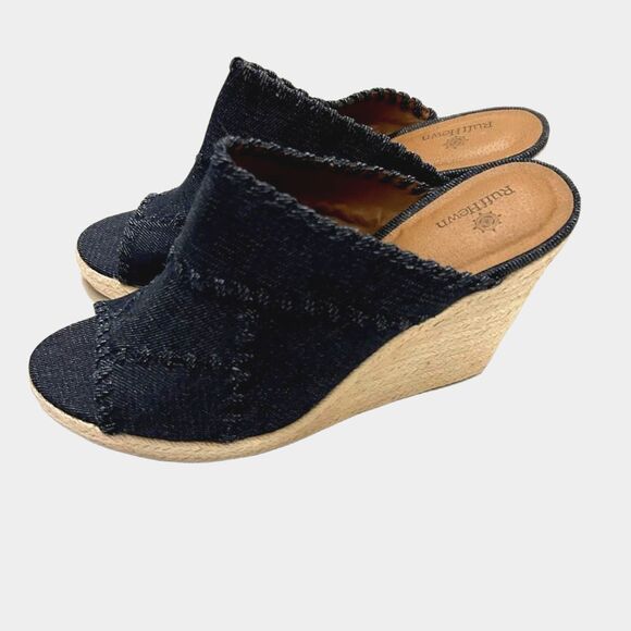 NWOT Ruff Hewn Denim Wedge Style Heel Clog Slip On Summer 9.5 never worn - Picture 1 of 11